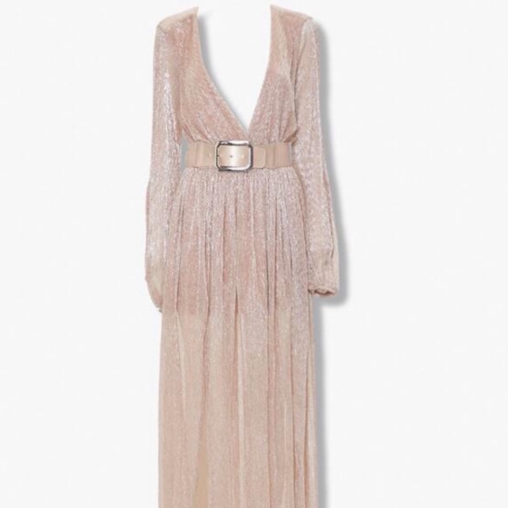 champagne sparkly sheer with lining maxi dress